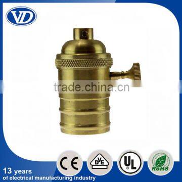 E26/E27 vintage brass lampholder with switch