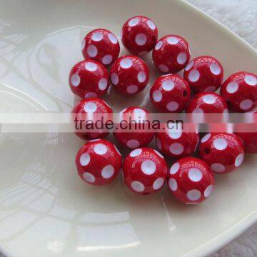 Jewelry 20mm Red acrylic polka dot beads wholesales, fashion chunky necklace beads high quality