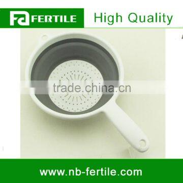 WFZ TV001669 Grey Color Food Colander Collapsible Kitchen Sink Strainer with Handle