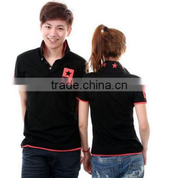 slim fit black polyester polo shirt for love couple