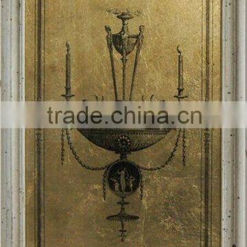 antique finishing wall art hanging glass prints with gold foil luxury decoration