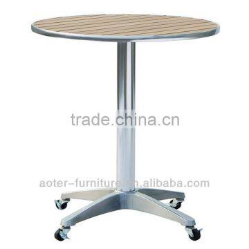 Aluminum garden high wooden top bar outdoor table