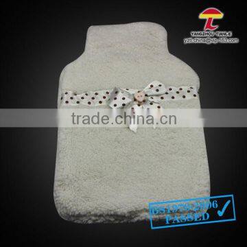 White faux fur rubber hot water bottle cover