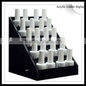 Black 5 layer acrylic nail polish enamel display stand with dispenser