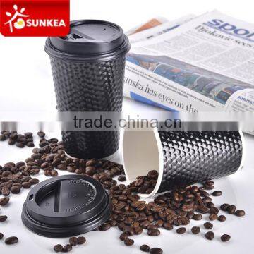 Disposable 12oz black coffee paper pineapple cup