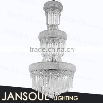 large functional cheap custom made hanging indoor 3 tiers crystal pendant light glass chandelier made in china