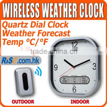 Wireless Indoor and Outdoor Quartz Wall Clock Humidity Weather Station