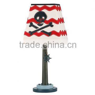 Nautical Wheel Table Lamp with pirate skull shade for kids room