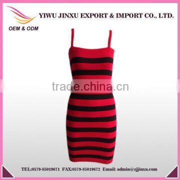 Latest Seamless Fashion Sexy Tight Sleeveless Dress Women with Stripes