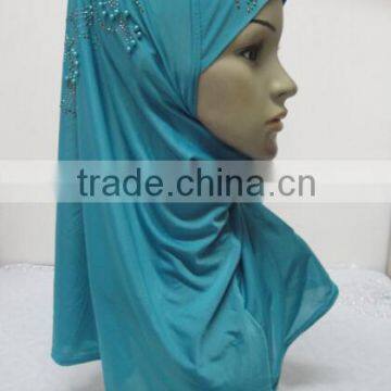 H312 latest instant hijab with beads and rhinestones,muslim scarf