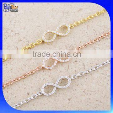 Custom Cheap Alloy Thin Crystal Sideways Infinity Symbol Bracelet,Wholesale Rose Gold Bracelet Infinity