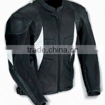 Black Leather Motorbike Jacket with CE Armours, Motorbike Leather Jacket for Men