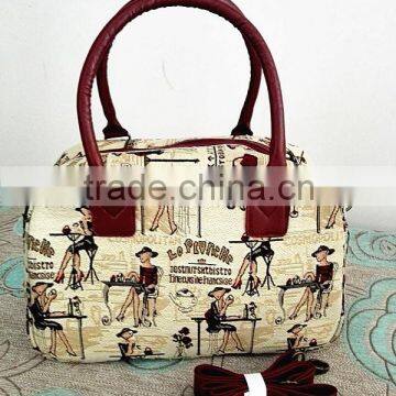 Custom tapestry jacquard canvas fabric handbag