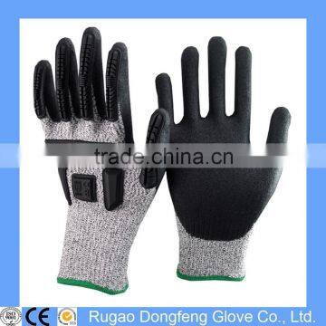 Level 5 Cut Resistant Nitrile Dipped Gloves With Chips Knuckle Protecion,Heavy Duty Mechanic Gloves