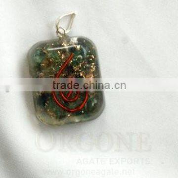 Malachite Orgone Rounded Square Pendant