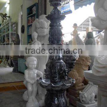 Stone lion head fountain hand carved black marble stone sculpture from Vietnam