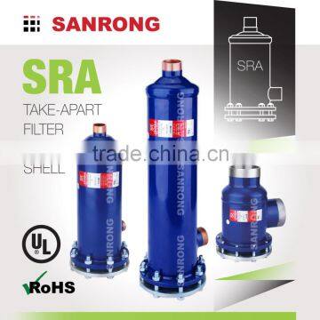 SRA Replaceable Solid Core Shell, Demountable Flange Filter Drier Shell with H-100 F-100 100-DM 100-DC RCW-100 RPE-100