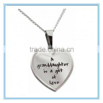 A Granddaughter Is A Gift Of Love Heart stainless steel Pendant With CZ