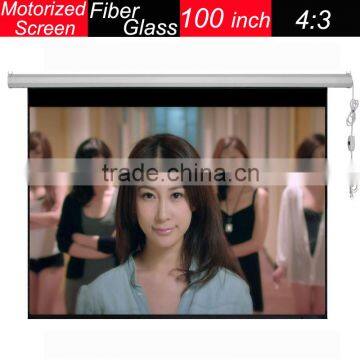 New fiber glass 100 inch electric motorized 4:3 price of projector screen
