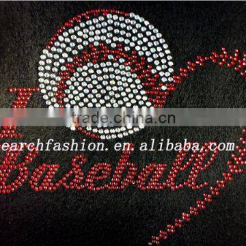 Exclusive design I love baseball rhinestone iron ons