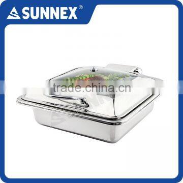SUNNEX Factory Price Standard Mirror Finish Rectangular 5.5 Litre Glass Lid Buffet Food Warmer photo-4