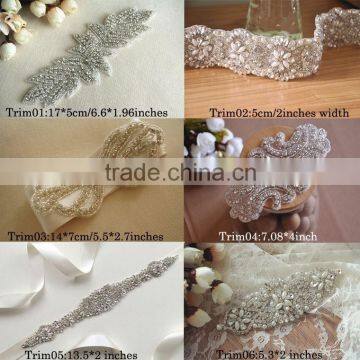 Rhinestone applique,crystal bridal Sash applique, Rhinestone trim applique, rhinestone embellishment,wedding beaded applique