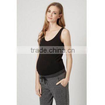 Sexy maternity black cotton spandex Slim Fit tank top bottoming shirt