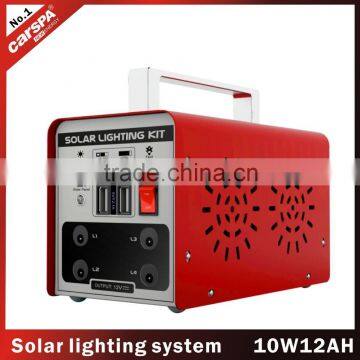 10W/12Ah Solar LED Lighting System for camping use