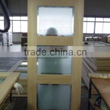 Unfinished Interior Modern Design Oak Veneered Wood Glass Door Design photo-3