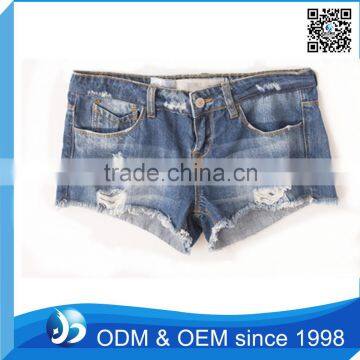 Custom Woman's Mid Waist Ripped Hot Pants Jeans photo-1