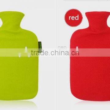 BS standard PVC hot water bottle cross-hatched with polar fleece cover 750ml