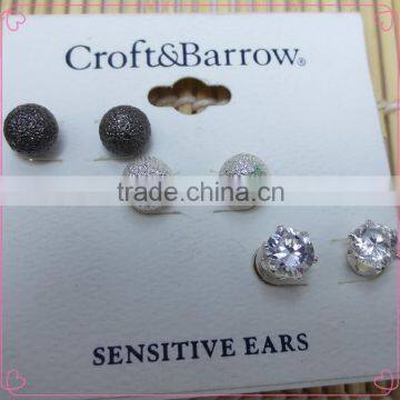 Fancy Brief Ball Shape and Zircon Stud Earring Set