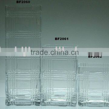 Square clear glass vase