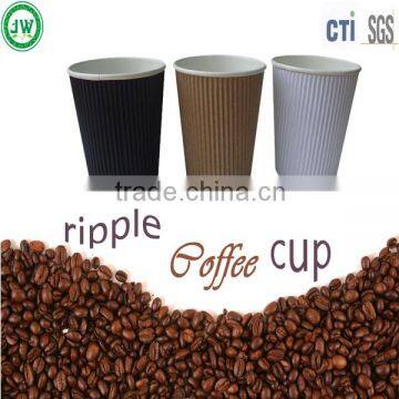 12oz heat-proof advertising disposable hot coffee insulated ripple paper cup for wholesale