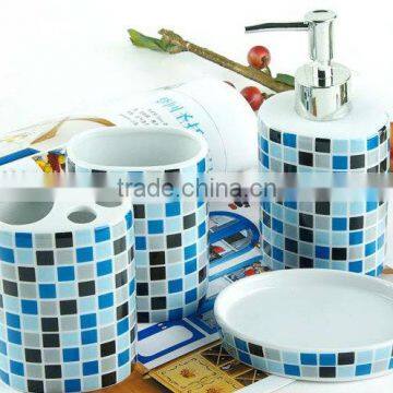 mosaic design oval ceramic bathroom accessory set