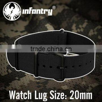 Infantry Military Nato Strong Black 20mm Nylon Black Watch Straps photo-4