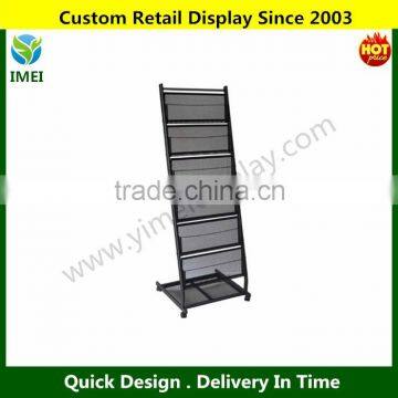 Fantastic Displays 6 Pocket Mobile Literature Rack Brochure Holder for Magazine Rolling - Large YM5-755