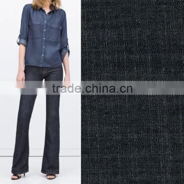 cotton washed black denim fabric for jeans