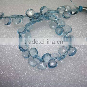 Natural Sky Blue Topaz Faceted Briolette Heart