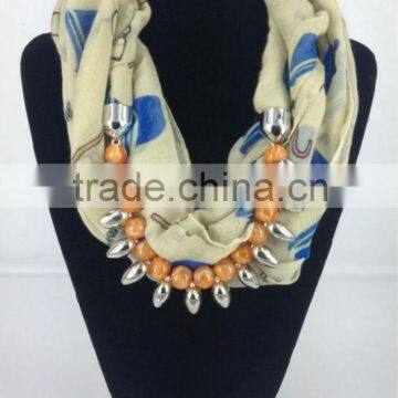 2014 Very popular Voile scarf with pendant scarf for promotions gift