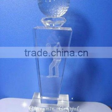 Elegant Column Crystal Golf Trophy For Golfer Awards Souvenir