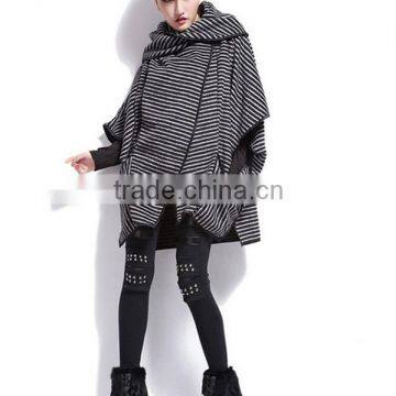 Women's Fashion Stripe Bat Poncho Cape Jacket Sweater Casual Warm Cloak Coat Knitwear photo-2