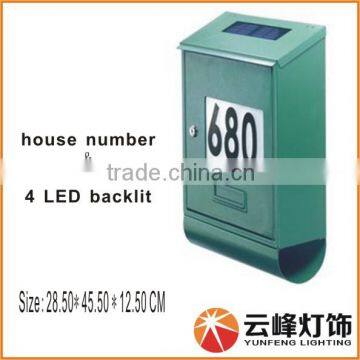 solar house number light with mail box