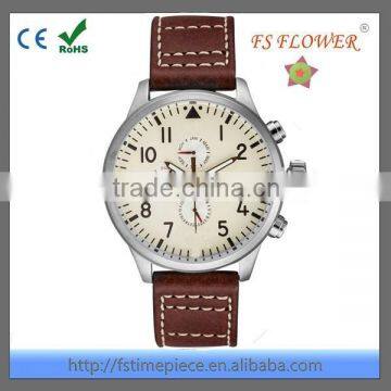 FS FLOWER - Mutlifunction Calendar Date Month Display Authentic Leather Men's Quartz Wrist Watches