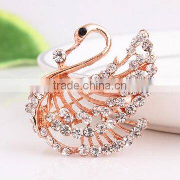 2015 Fashion elegant female Swan Crystal Rhinestone Brooch Zinc alloy Brooch