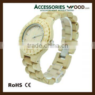 newest design Japan quartz movement geneva watch water proof bamboo wood