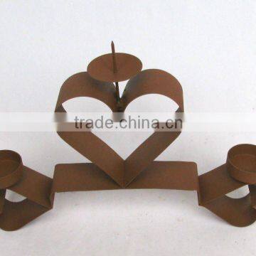 Heart Shape Antique Rust Metal Candle Holder