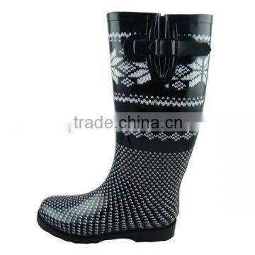 Lady Summer Black Style Print Rain Boots