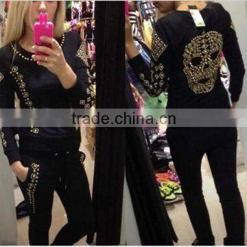 skull personality leisure sweater suit