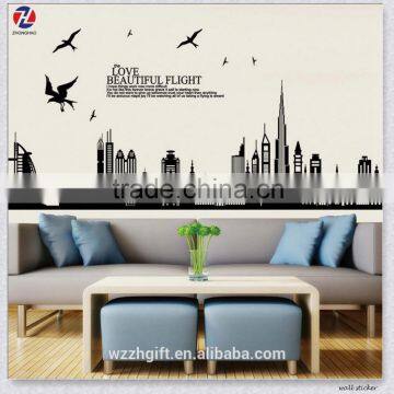 High Quality Sticker Printing Charming City Scene Design Eco-Friendly PVC Waterproof Removable Decor Chalkboard Wall Sticker